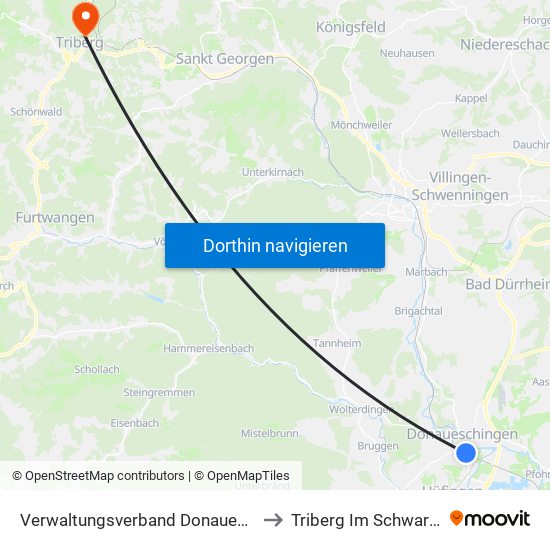 Verwaltungsverband Donaueschingen to Triberg Im Schwarzwald map