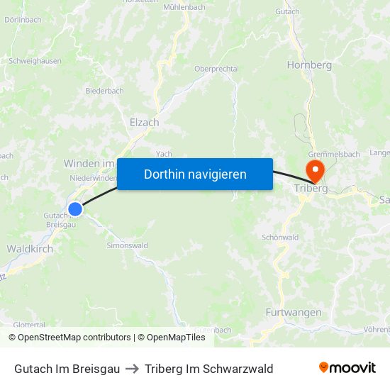 Gutach Im Breisgau to Triberg Im Schwarzwald map