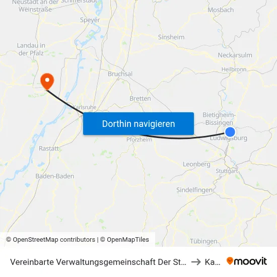 Vereinbarte Verwaltungsgemeinschaft Der Stadt Freiberg am Neckar to Kandel map