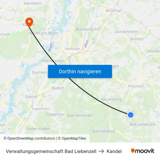 Verwaltungsgemeinschaft Bad Liebenzell to Kandel map