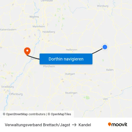 Verwaltungsverband Brettach/Jagst to Kandel map