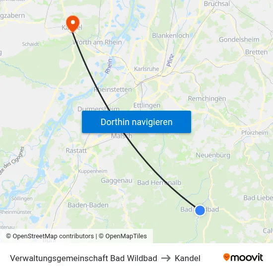 Verwaltungsgemeinschaft Bad Wildbad to Kandel map