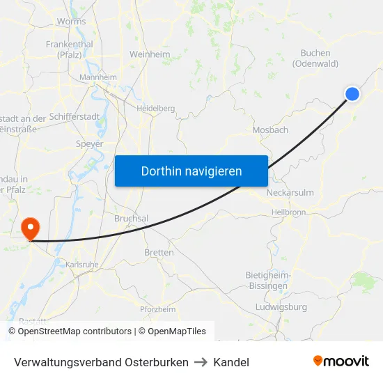 Verwaltungsverband Osterburken to Kandel map