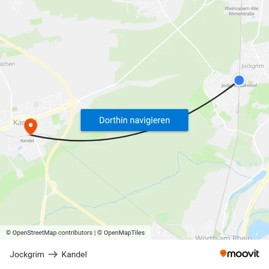 Jockgrim to Kandel map