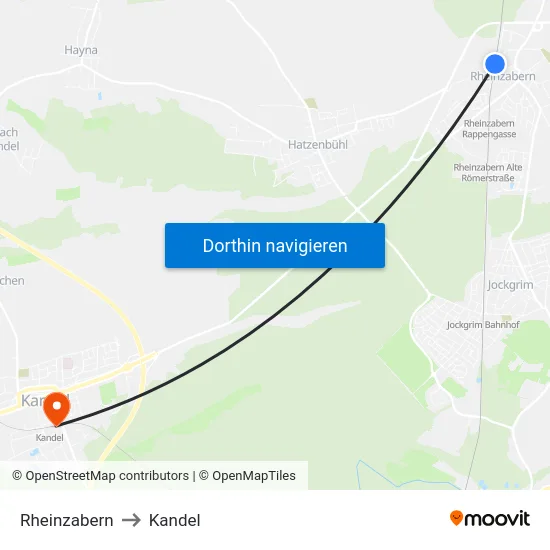 Rheinzabern to Kandel map