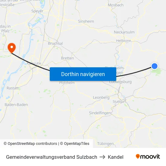 Gemeindeverwaltungsverband Sulzbach to Kandel map