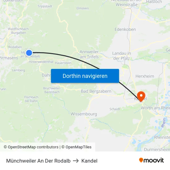Münchweiler An Der Rodalb to Kandel map