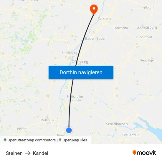 Steinen to Kandel map