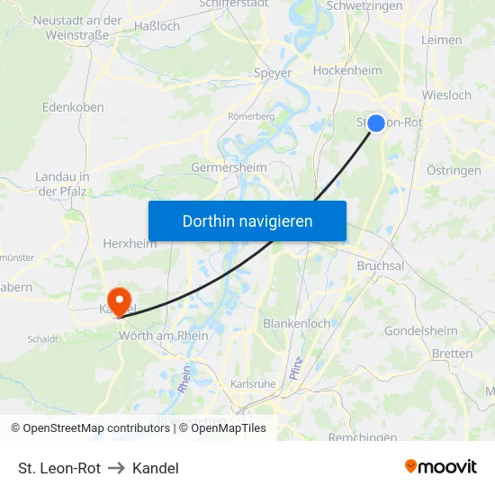 St. Leon-Rot to Kandel map