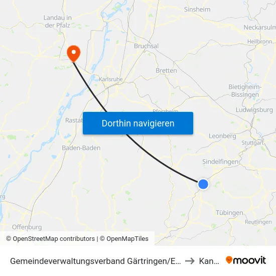Gemeindeverwaltungsverband Gärtringen/Ehningen to Kandel map