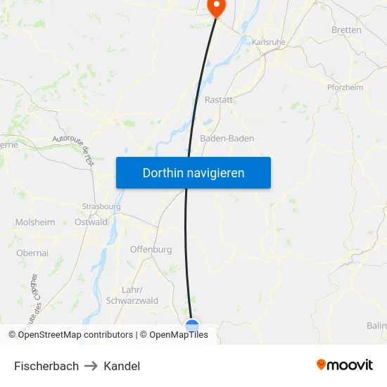 Fischerbach to Kandel map
