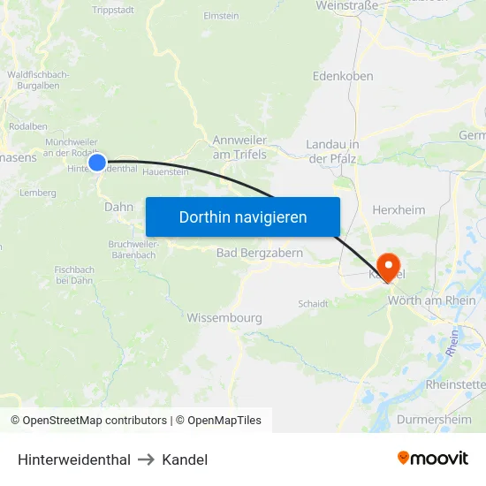 Hinterweidenthal to Kandel map
