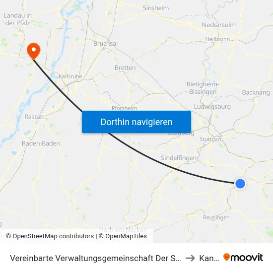 Vereinbarte Verwaltungsgemeinschaft Der Stadt Nürtingen to Kandel map