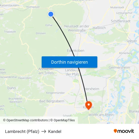 Lambrecht (Pfalz) to Kandel map