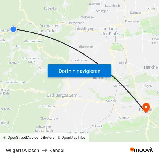 Wilgartswiesen to Kandel map