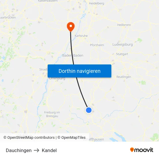 Dauchingen to Kandel map
