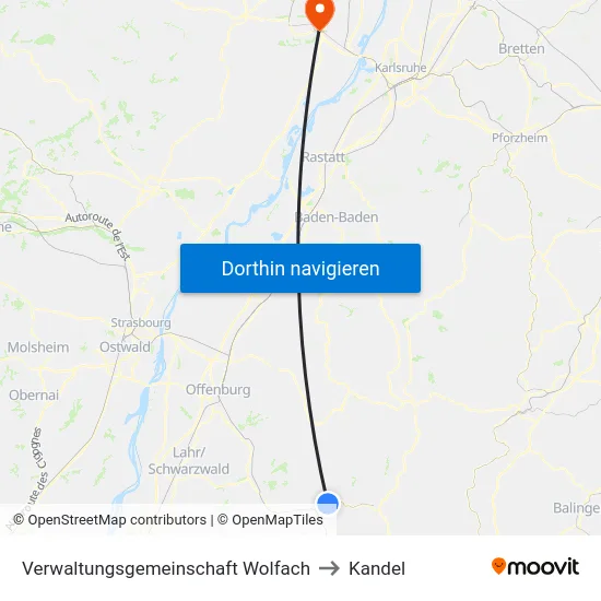 Verwaltungsgemeinschaft Wolfach to Kandel map