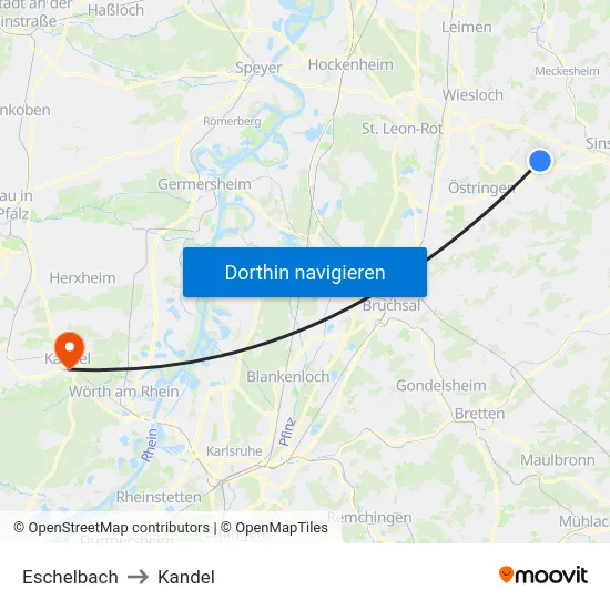 Eschelbach to Kandel map