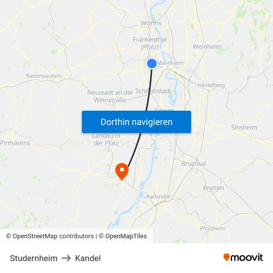 Studernheim to Kandel map