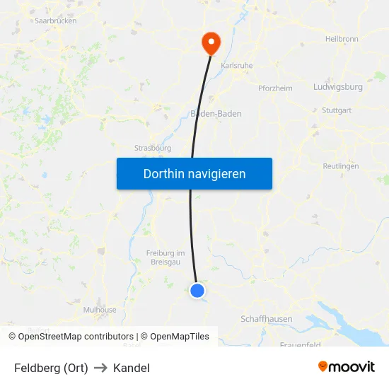 Feldberg (Ort) to Kandel map