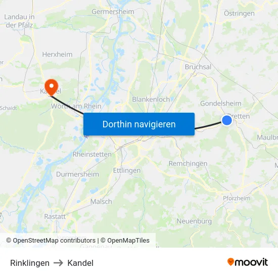 Rinklingen to Kandel map