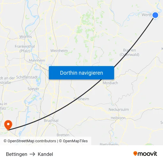 Bettingen to Kandel map