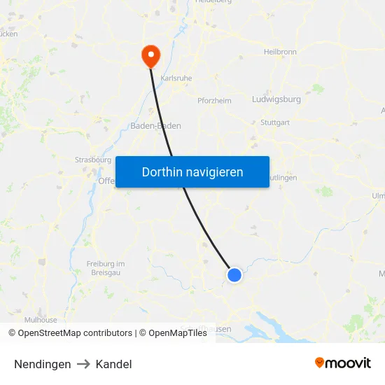 Nendingen to Kandel map