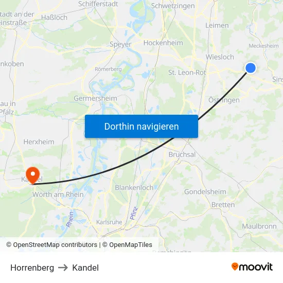 Horrenberg to Kandel map