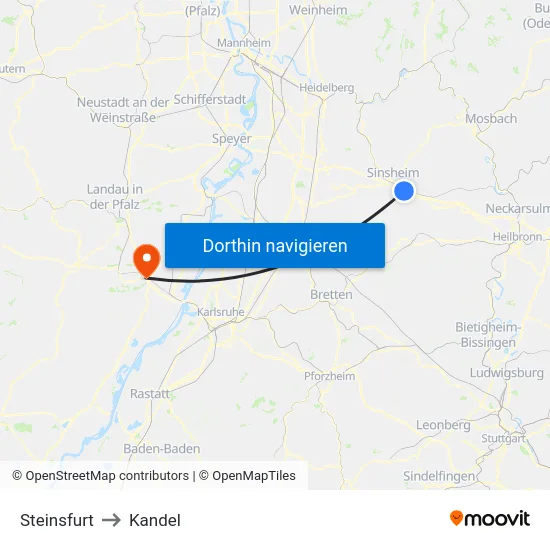 Steinsfurt to Kandel map