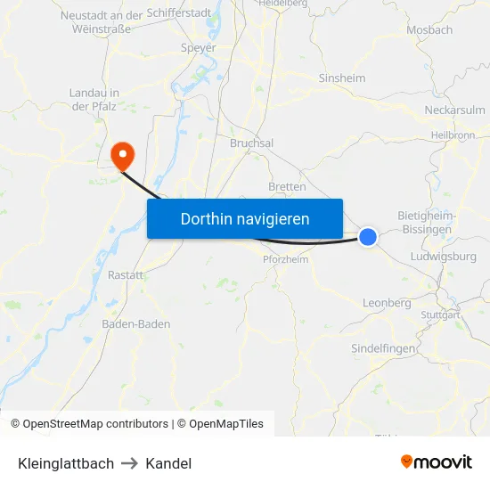 Kleinglattbach to Kandel map
