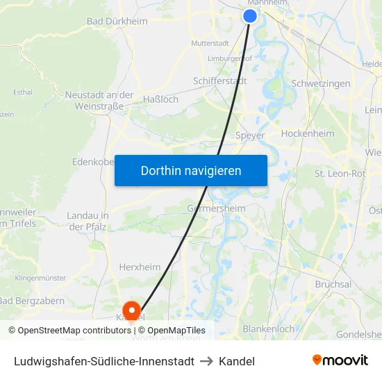 Ludwigshafen-Südliche-Innenstadt to Kandel map