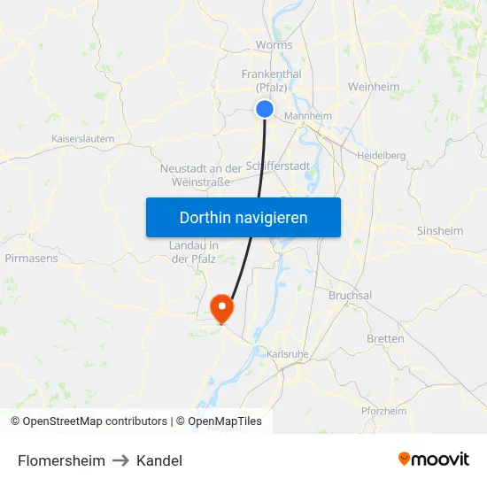 Flomersheim to Kandel map