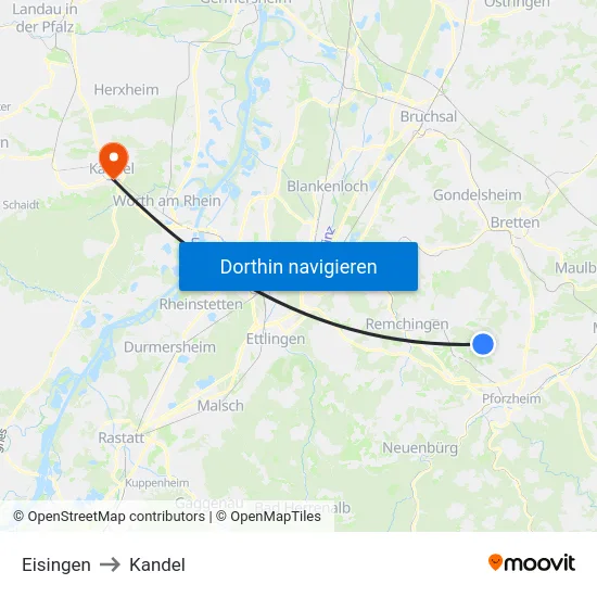 Eisingen to Kandel map