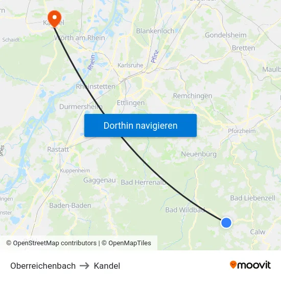 Oberreichenbach to Kandel map