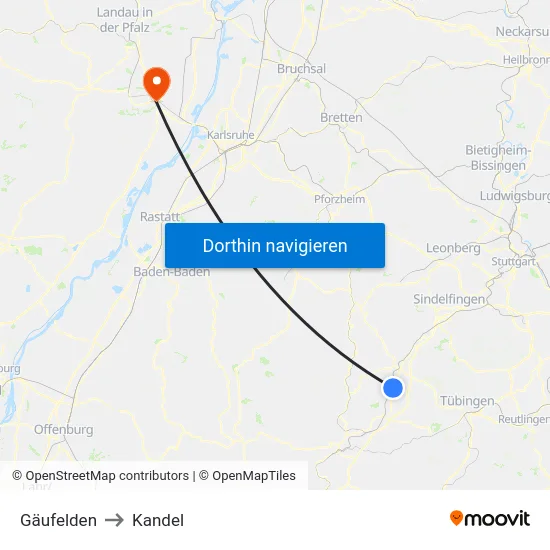 Gäufelden to Kandel map