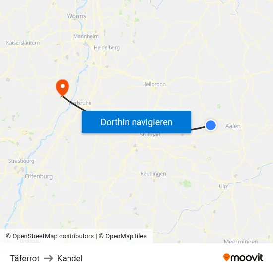 Täferrot to Kandel map