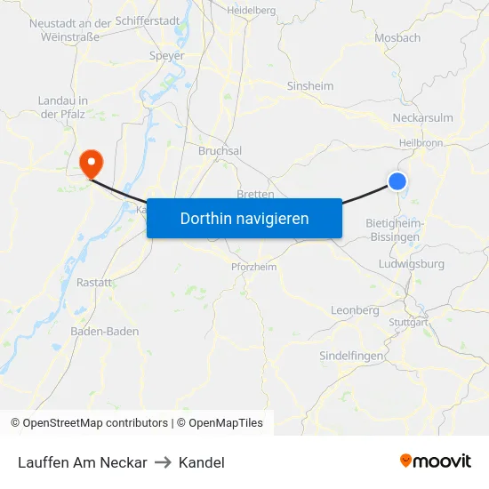 Lauffen Am Neckar to Kandel map