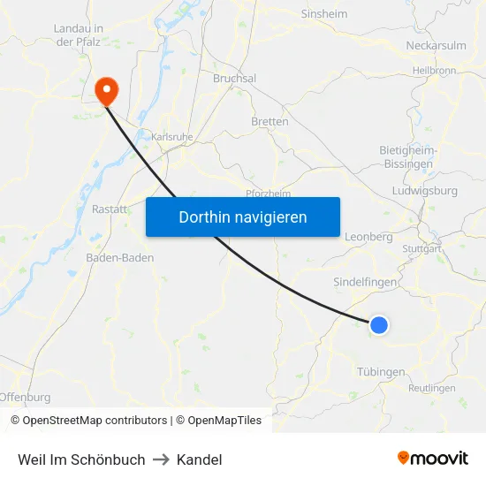 Weil Im Schönbuch to Kandel map