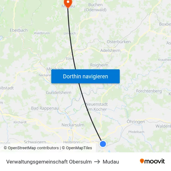 Verwaltungsgemeinschaft Obersulm to Mudau map