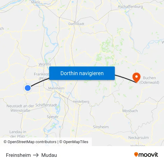 Freinsheim to Mudau map