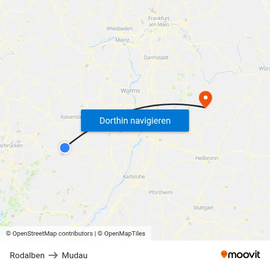 Rodalben to Mudau map