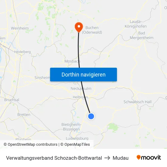 Verwaltungsverband Schozach-Bottwartal to Mudau map