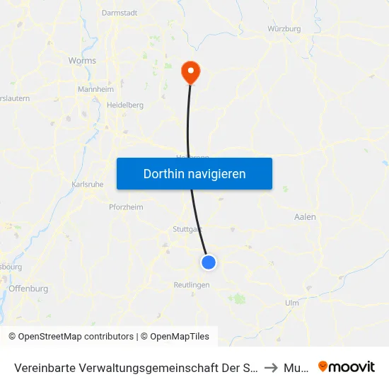 Vereinbarte Verwaltungsgemeinschaft Der Stadt Nürtingen to Mudau map