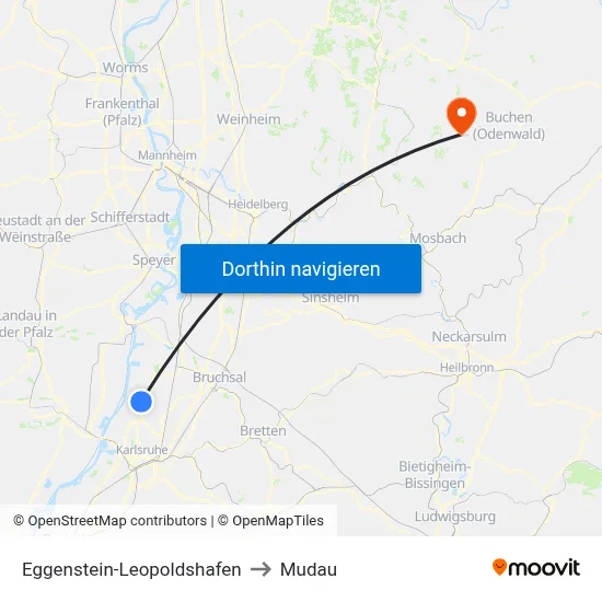 Eggenstein-Leopoldshafen to Mudau map