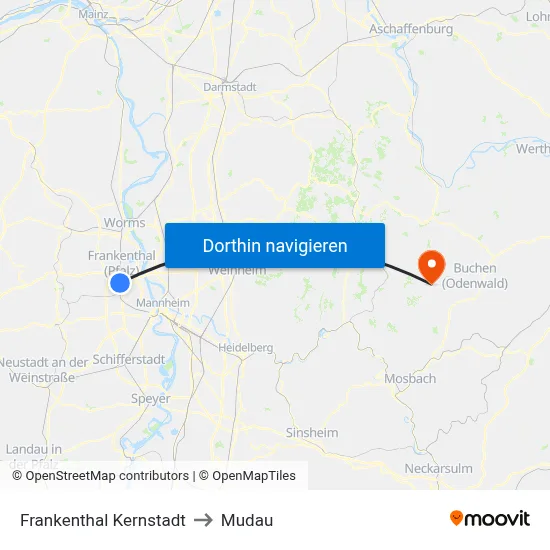 Frankenthal Kernstadt to Mudau map