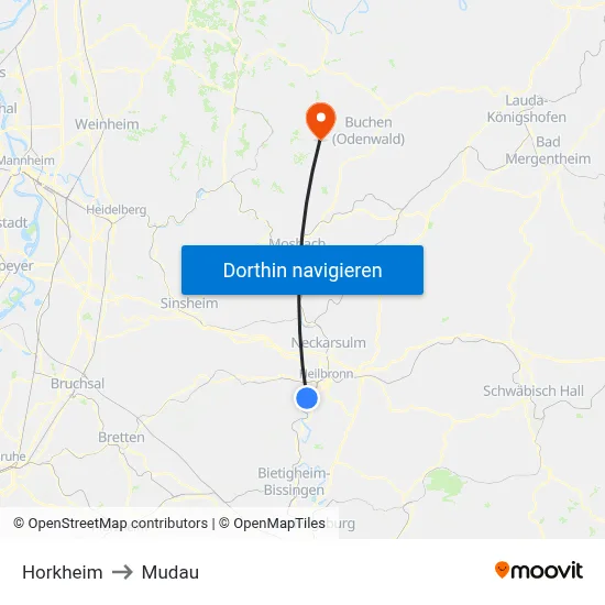 Horkheim to Mudau map