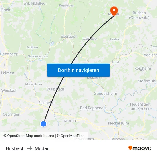 Hilsbach to Mudau map