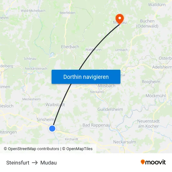 Steinsfurt to Mudau map