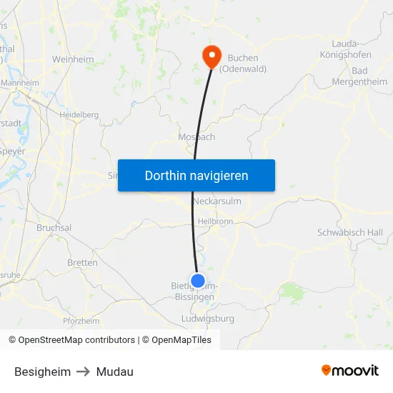 Besigheim to Mudau map
