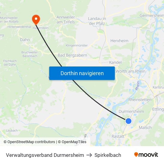Verwaltungsverband Durmersheim to Spirkelbach map